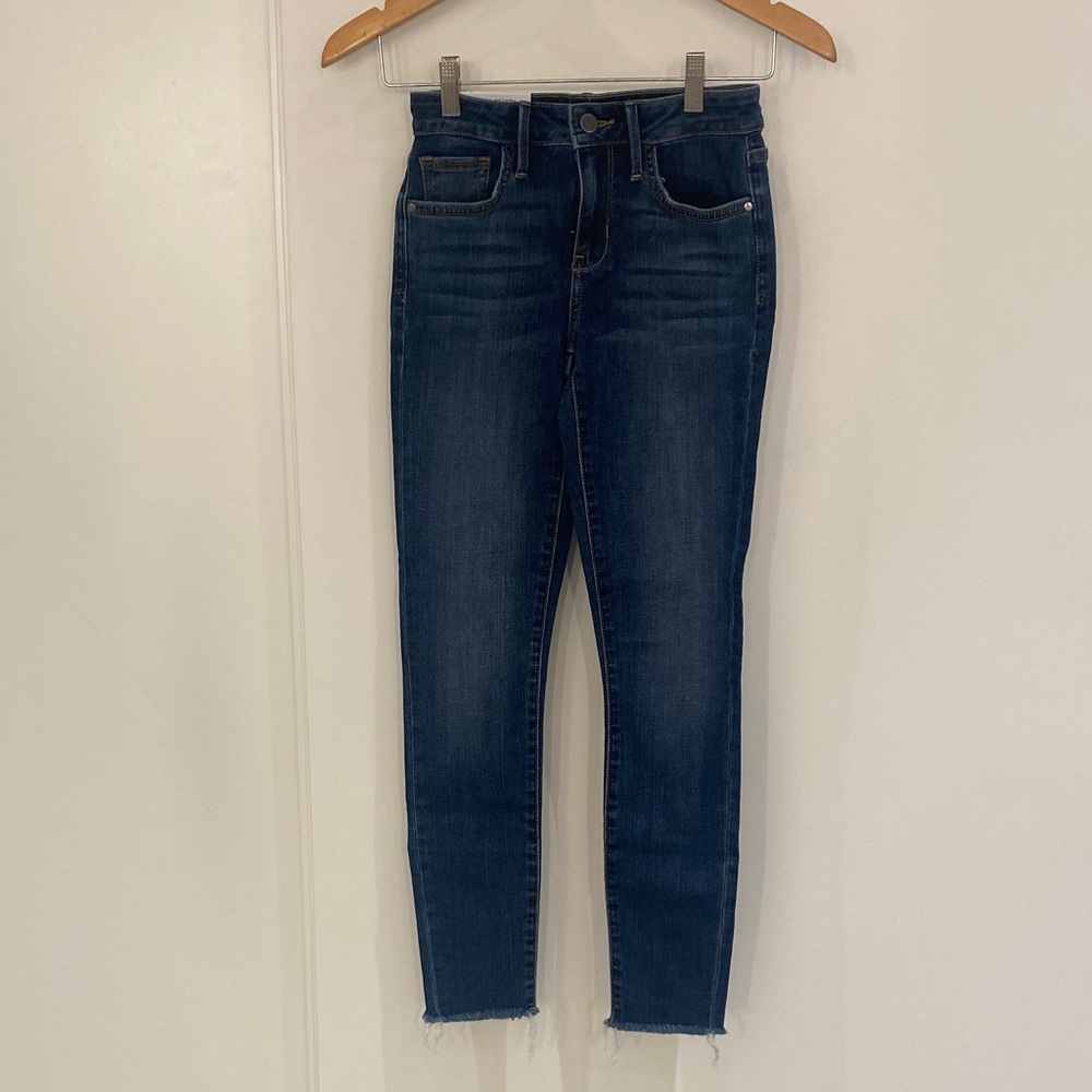 NWT Sam Edelman ‘The Kitten’ Mid Rise Skinny Ankle Jeans Raw Hem Med Wash 00/24